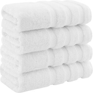 Set 4 Prosoape Premium Daveza, 600 GSM, 4 Prosoape de Fata si Maini 50x90 cm, 100% Bumbac Turcesc, Set Prosoape Alb