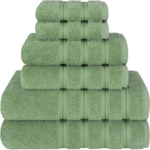 Set 6 Prosoape Premium Daveza, 600 GSM, 2 Prosoape de Baie 70x140 cm, 2 Prosoape de Fata 50x90 cm, 2 Prosoape de Maini 30x50 cm, 100% Bumbac Turcesc, Set Prosoape Verde