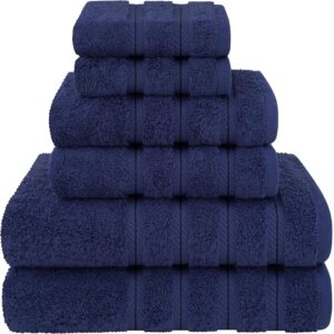 Set 6 Prosoape Premium Daveza, 600 GSM, 2 Prosoape de Baie 70x140 cm, 2 Prosoape de Fata 50x90 cm, 2 Prosoape de Maini 30x50 cm, 100% Bumbac Turcesc, Set Prosoape Bluemarin