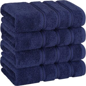 Set 4 Prosoape Premium Daveza, 600 GSM, 4 Prosoape de Fata si Maini 50x90 cm, 100% Bumbac Turcesc, Set Prosoape Bluemarin
