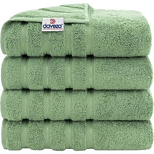 Set 4 Prosoape Premium Daveza, 600 GSM, 4 Prosoape de Baie 70x140 cm, 100% Bumbac Turcesc, - Verde Salvie