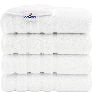 Set 4 Prosoape Premium Daveza, 600 GSM, 4 Prosoape de Baie 70x140 cm, 100% Bumbac Turcesc, - Alb