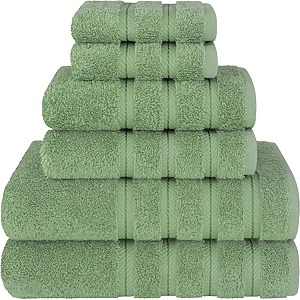 Set 6 Prosoape Premium Daveza, 600 GSM, 2 Prosoape de Baie 70x140 cm, 2 Prosoape de Fata 50x90 cm, 2 Prosoape de Maini 30x50 cm, 100% Bumbac Turcesc, - Verde Salvie