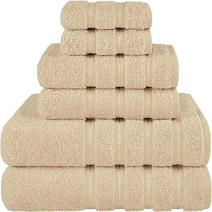 Set 6 Prosoape Premium Daveza, 600 GSM, 2 Prosoape de Baie 70x140 cm, 2 Prosoape de Fata 50x90 cm, 2 Prosoape de Maini 30x50 cm, 100% Bumbac Turcesc, - Bej
