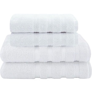 Set 4 Prosoape Premium Daveza, 600 GSM, 2 Prosoape de Baie 70x140 cm, 2 Prosoape de Fata si Maini 50x90 cm, 100% Bumbac Turcesc, - Alb
