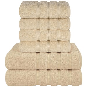 Set 6 Prosoape Premium Daveza, 600 GSM, 2 Prosoape de Baie 70x140 cm, 4 Prosoape de Fata si Maini 50x90 cm, 100% Bumbac Turcesc, - Bej