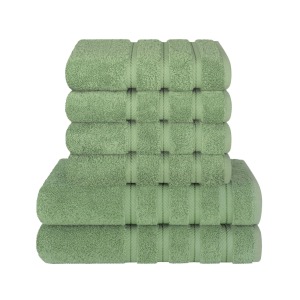 Set 6 Prosoape de Baie Daveza, 600 gr/mp, Extra SOFT, 100% Bumbac Turcesc - Verde Salvie