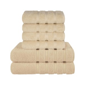 Set 6 Prosoape de Baie Daveza, 600 gr/mp, Extra SOFT, 100% Bumbac Turcesc - Bej