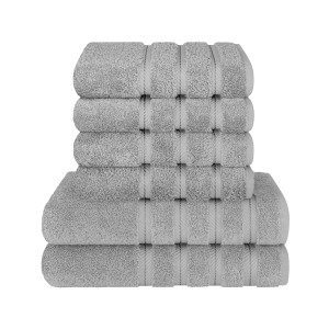 Set 6 Prosoape de Baie Daveza, 600 gr/mp, Extra SOFT, 100% Bumbac Turcesc - Gri Deschis