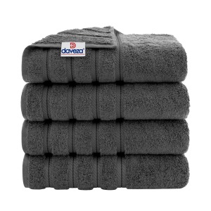Set 4 Prosoape de Baie Daveza, 600 gr/mp, Calitate Premium, 100% Bumbac Turcesc - Gri Inchis