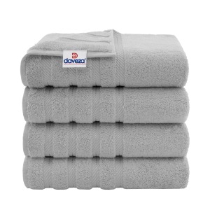 Set 4 Prosoape de Baie Daveza, 600 gr/mp, Calitate Premium, 100% Bumbac Turcesc - Gri Deschis