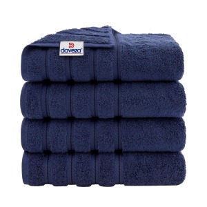 Set 4 Prosoape de Baie Daveza, 600 gr/mp, Calitate Premium, 100% Bumbac Turcesc - Bleumarin