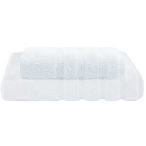 Set 2 Prosoape Premium Daveza, 600 GSM, 1 Prosop de Baie 70×140 cm, 1 Prosop de Fata si Maini 50×90 cm, 100% Bumbac Turcesc, - Alb