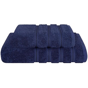 Set 2 Prosoape Premium Daveza, 600 GSM, 1 Prosop de Baie 70×140 cm, 1 Prosop de Fata si Maini 50×90 cm, 100% Bumbac Turcesc, - Bleumarin