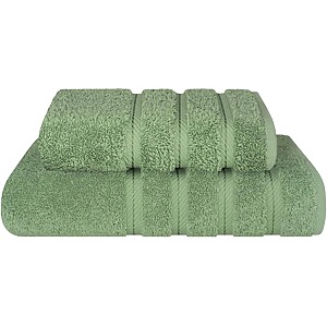 Set 2 Prosoape Premium Daveza, 600 GSM, 1 Prosop de Baie 70×140 cm, 1 Prosop de Fata si Maini 50×90 cm, 100% Bumbac Turcesc, - Verde Salvie