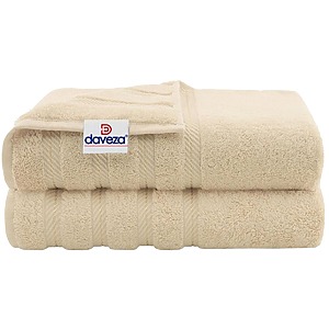 Set 2 Prosoape de Baie Premium Daveza, 600 GSM, 100% Bumbac Turcesc, 2 Prosoape de Baie 70×140 cm, - Bej