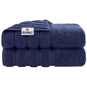 Set 2 Prosoape de Baie Premium Daveza, 600 GSM, 100% Bumbac Turcesc, 2 Prosoape de Baie 70×140 cm, - Bleumarin
