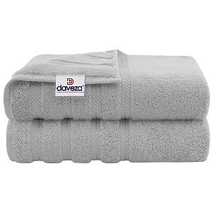 Set 2 Prosoape de Baie Premium Daveza, 600 GSM, 100% Bumbac Turcesc, 2 Prosoape de Baie 70×140 cm, - Gri Deschis