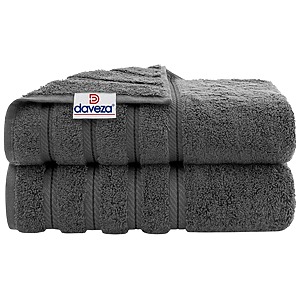 Set 2 Prosoape de Baie Premium Daveza, 600 GSM, 100% Bumbac Turcesc, 2 Prosoape de Baie 70×140 cm, - Gri Inchis