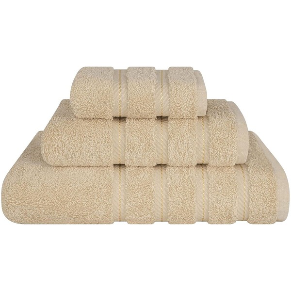 Set 3 Prosoape Premium Daveza 600 GSM 1 Prosop de Baie 70x140 cm 1 Prosop de Fata 50x90 cm 1 Prosop de Maini 30x50 cm 100 Bumbac Turcesc Set Prosoape Bej 337