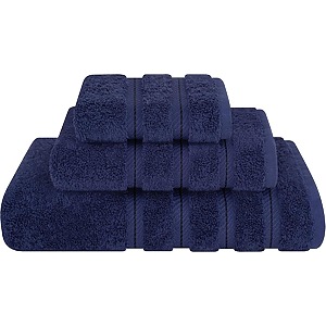 Set 3 Prosoape Premium Daveza, 600 GSM, 1 Prosop de Baie 70x140 cm, 1 Prosop de Fata 50x90 cm, 1 Prosop de Maini 30x50 cm, 100% Bumbac Turcesc, - Bleumarin