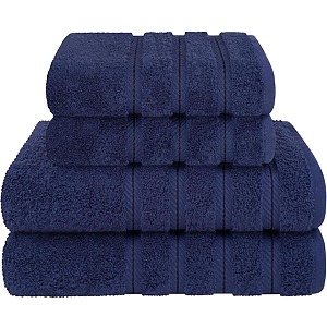 Set 4 Prosoape Premium Daveza, 600 GSM, 2 Prosoape de Baie 70x140 cm, 2 Prosoape de Fata si Maini 50x90 cm, 100% Bumbac Turcesc, - Bleumarin