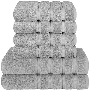 Set 6 Prosoape Premium Daveza, 600 GSM, 2 Prosoape de Baie 70x140 cm, 4 Prosoape de Fata si Maini 50x90 cm, 100% Bumbac Turcesc, - Gri Deschis